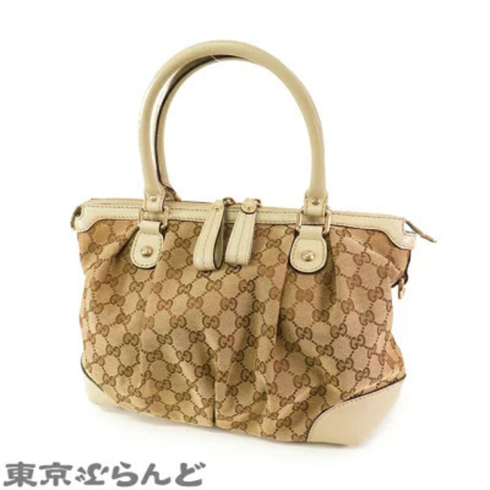 Gucci Leather Canvas Ivory White GG Sukey Beige Bag Handbag White Tan